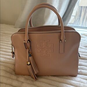 Tory Burch Tan Satchel with Leather Tassel